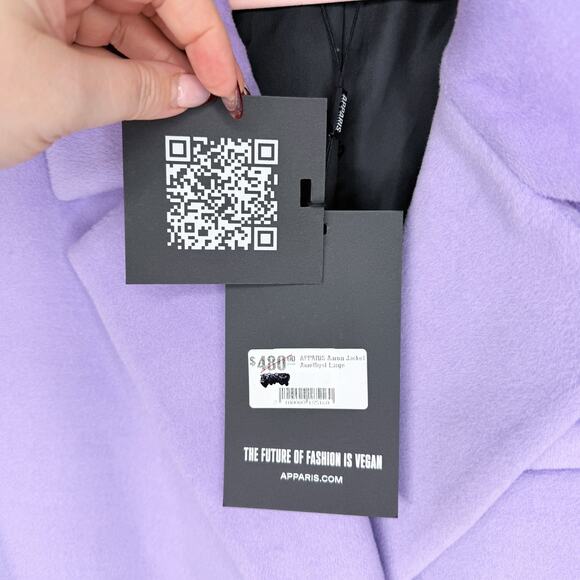 NWT Apparis Aaron Amethyst Purple Tailored Long Double Breasted Jacket Coat Lg - Picture 10 of 15